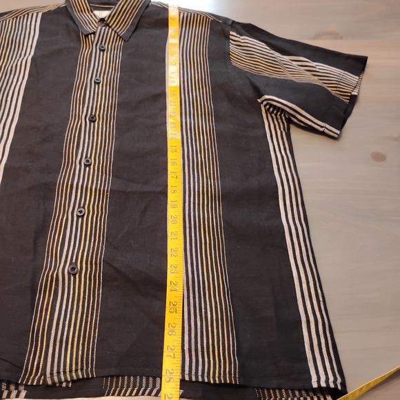 Havana Shirt Co Cabana Shirt Men's L  Black With Gradating Stripes Short Sleeve - Picture 6 of 8